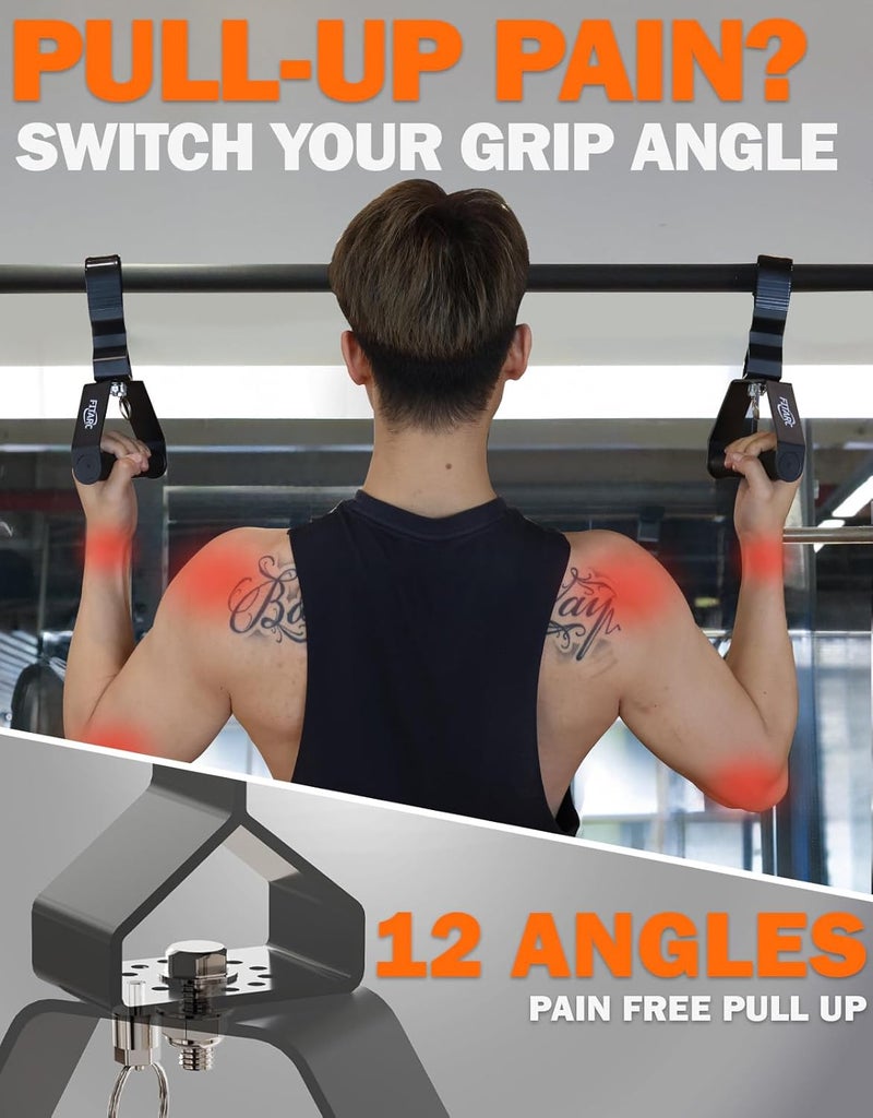 Fitarc Neutral Grip Pull Up Handles, Wrist Shoulder Elbow Friendly, 12 Angle Adjustable Lat Pulldown Handle Rowing Grips, 2Pcs, Patented - Image 2